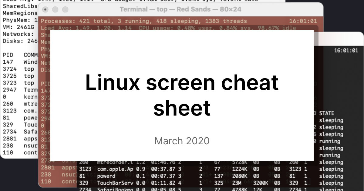 Linux screen cheat sheet